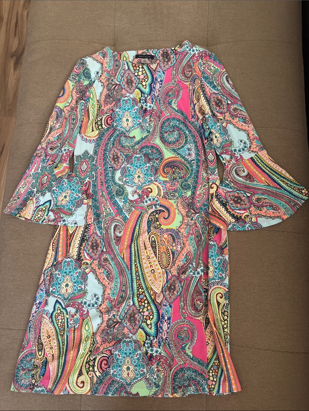 Tommy Hilfiger Multicolor Paisley Top with Pink and Aqua Accents